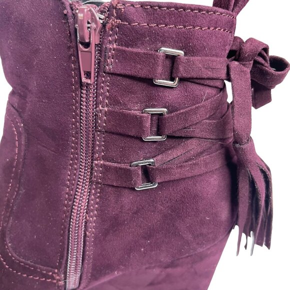 Charming Charlie Womens Wedge Boot Burgundy Zipper Tassel Size 9 - Picture 5 of 11